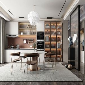 Îlot de cuisine de luxe, armoires sur mesure, design intégré, prêt pour la rénovation, pour villas, appartements, évier en acier inoxydable et granit - Product Image 3