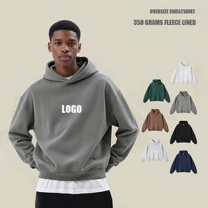 350Grams Solid Pattern Loose Sweatshirt With Lining and Thickening Sports Oversize Casual Custom Men'S Hoodie