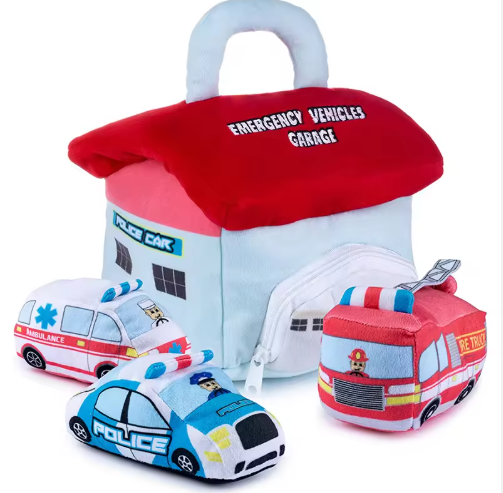 Juego de peluches personalizados de vehículos de emergencia