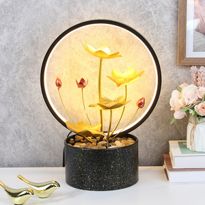 Fontaine d'eau décorative pour la maison, ronde, pour bureau, avec fonction Feng Shui et design à circulation d'eau. - Product Image 3