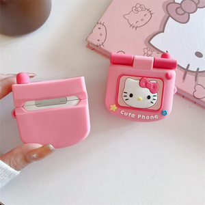 Phim hoạt hình Gương gấp Silicone Kitty Mèo cho Apple AirPods Pro 2 3 <span class=keywords><strong>4</strong></span> trường hợp kulomi Tai nghe Bìa Stitch hộp tai nghe điện thoại 3D đồ chơi - Product Image 3