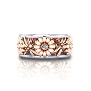 Anello Bicolore con Libellula e Motivi Floreali per Donne, Anello da Dito Creativo e alla Moda - Product Image 1