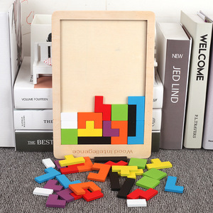 Bloques de Tetris de madera engrosados, rompecabezas estimulante para el cerebro de 0,6 cm para niños pequeños de 2 a 4 años, juguete educativo Unisex - Product Image 1