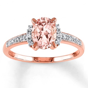 Anillo de Compromiso o Nupcial Único con Morganita Rosa de Corte Ovalado y Plata de Ley 925 con Baño de Dos Tonos - Product Image 1