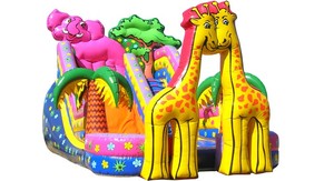 Castillo Inflable con Tobogán, Temática de León y Mono de la Selva, Castillo Inflable de Animales de Dibujos Animados para Fiestas Infantiles, Alquiler Comercial - Product Image 5