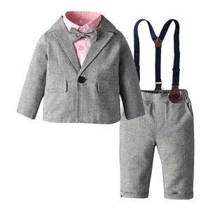 Top Qualité Solide Gris Chemise Manteau Pantalon Bébé Garçon Gentleman Ensemble pour 1 2 3 4 5 6 Ans KBLS-035 - Product Image 1