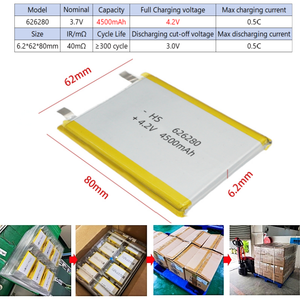 4.2V 4500mAh 626280ชาร์จได้3.7V 3.8V เซลล์ลิเธียมไอออน Lifepo4กึ่งแข็ง2000mAh 400mAh 5000mAh แบตเตอรี่ที่ผ่านการรับรอง CE - Product Image 2