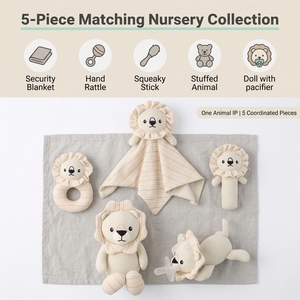 Ensemble cadeau doux en peluche pour bébé : Doudou, <span class=keywords><strong>hochet</strong></span>, bâtonnette sonore, jouet animal en peluche pour nouveau-né, nourrisson, tout-petit – Personnalisation OEM, Vente en gros - Product Image 2