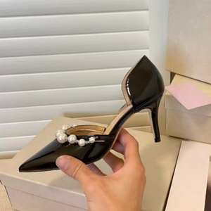 Elegantes Zapatos de Tacón Alto Blancos para Novia, con Correa de Perlas, Transpirables, Cómodos, con Punta en Pico, para Boda, Verano, Moda - Product Image 6