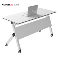 Table d'entraînement pliante de couleur blanche avec roulettes, en bois, design minimaliste, bureau pliable pour le bureau et l'école