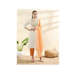 Nuevos diseñadores Kurti Pent Dupatta Set con Zari Sequins Work y Gotta Lace Dupatta Girls Kurti Pant y Dupatta Set - Product Image 1