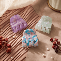 Mini pince à cheveux carrée en acétate de cellulose, style coréen, motif marbré, pour franges et cheveux latéraux pour femmes P1382
