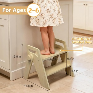 Sgabello per WC Pieghevole in Legno a 2 Gradini per Bambini, Design Moderno per Uso Domestico e in Cucina, Aiuto per l'Addestramento al Vasino - Product Image 6