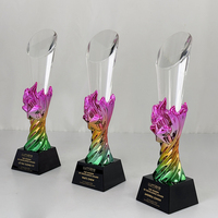 MH-MJ0476 de trophée de verre de tour de cylindre de cristal d'étoile de résine colorée verte rose