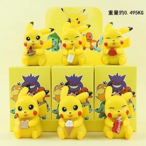 Anime Trendy Blind Box Cartoon Cute Pokémon Pikachu Charmander Gengar Mystery Box PVC Action Figure Giocattoli Decorazione Auto Torta Regali - Product Image 6