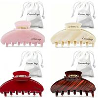 BELLEWORLD Pinces à Cheveux en Acétate Grandes et Luxueuses avec Logo Personnalisé – Maintien Sûr pour Demi-queue de Cheval Quotidienne – Accessoires Capillaires pour Femme – Vente en Gros