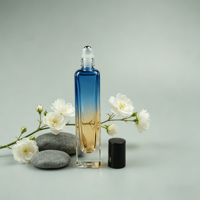 Flacon de parfum rond en verre borosilicate de 15 ml avec pulvérisateur à pompe et diffuseur à bâtonnets, fond épais, surface sérigraphiée mate