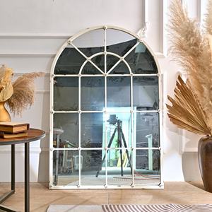 Miroirs muraux rustiques de grande taille, vintage, écologiques, épaisseur 5,0 mm, cadre en fer arqué blanc, décoration intérieure - Product Image 3