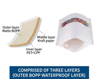 Sachet Doypack en papier kraft blanc avec fenêtre transparente et fermeture éclair refermable pour emballage alimentaire de noix, fruits secs, snacks et thé
