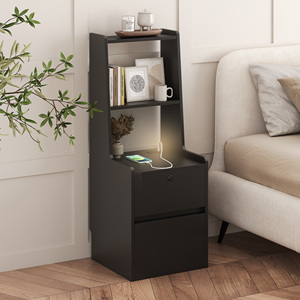 Comodino Moderno con Stazione di Ricarica e Libreria per la Camera da Letto - Product Image 2