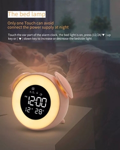Lámpara de mesita de noche recargable por USB, ambiente, atardecer, despertador, simulación de amanecer, pantalla LED, despertador - Product Image 5