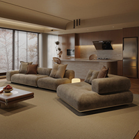Canapé d'angle et sur mesure en bois massif et velours, modèle haut de gamme 2026 pour salon spacieux - Nouvelle collection Orion