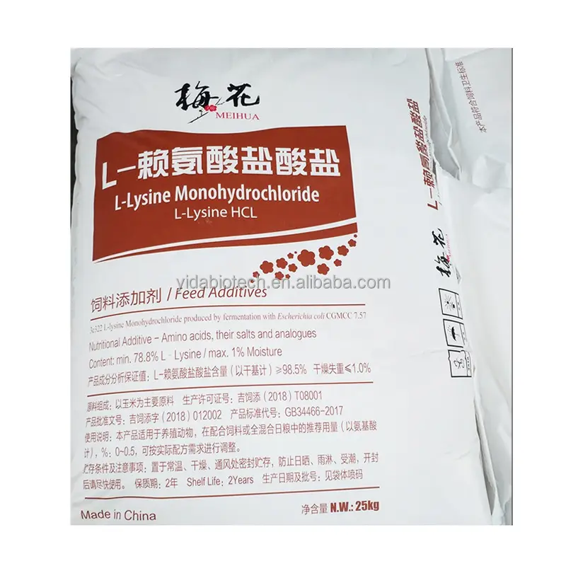 Meihua Lysine L Lysine Feed Grade Food Grade L-Lysine Hcl Diervoeder Additief Monohydrochloride