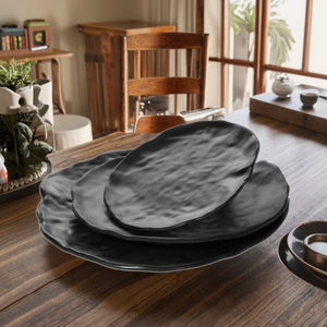 Assiettes à dîner givrées rondes et plates en <span class=keywords><strong>mélamine</strong></span>, accueil OEM, plats modernes de couleur mate, 12 pièces - Product Image 6