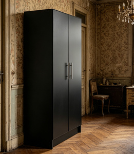 <span class=keywords><strong>Armario</strong></span> <span class=keywords><strong>Alto</strong></span> de 2 Puertas Negro Directo de Fábrica, <span class=keywords><strong>Armario</strong></span> de Almacenamiento Moderno y Sencillo para Dormitorio con Tiradores Metálicos - Product Image 6