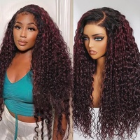 Großhandel Wasserwelle 13x4 Pre Everything Lace Frontal Perücke mit dunklen Wurzeln dunkles Pflaumen haar 7x5 Perücken Echthaar Lace Front