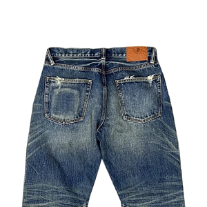 بنطال جينز عتيق متوسط الخصر بنطال بعلامة تجارية خاصة حذاء بوت جينز فضفاض مناسب للحواف مكتنف زر مغسول للخريف - Product Image 3