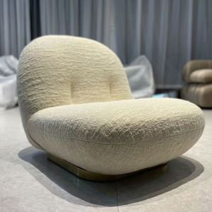 Silla giratoria <span class=keywords><strong>de</strong></span> lana <span class=keywords><strong>de</strong></span> cordero acogedora italiana, silla <span class=keywords><strong>de</strong></span> Sherpa <span class=keywords><strong>de</strong></span> tela Boucle blanca individual, muebles para sala <span class=keywords><strong>de</strong></span> estar, silla <span class=keywords><strong>de</strong></span> salón Gubi <span class=keywords><strong>Pacha</strong></span> - Product Image 4