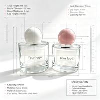 Flacon de parfum cylindrique en verre transparent pour emballage de parfum féminin de marque