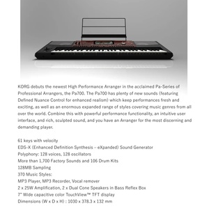 JELO PA700 Piano numérique portable 61 touches <span class=keywords><strong>Korg</strong></span> Pa700 avec mécanisme Beffa Hammer 90% NEUF D'OCCASION - Product Image 6