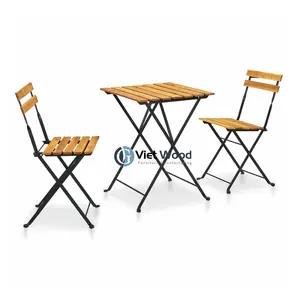 Outdoor furniture bistro set table and chairs set steel frame made in vietnam cheap price balcony patio