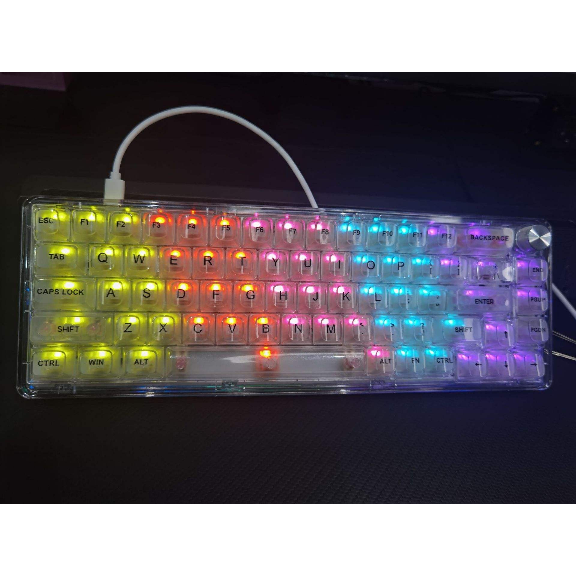 ลูกบิดชุบทอง68ปุ่ม-ฝาปิดโปร่งใส-ไฟผสม