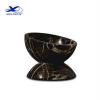 RF Moderne Pierre Naturelle Marbre Décoration Ménage Rond Noir Nero Portoro Marbre Pet Chat Chien Bol Mangeoire Pour La Maison
