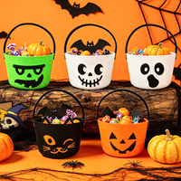 Wholesale Hatty Felt Round Waterproof Halloween Gift Buckets & Apple Boxes for Kids Decoration