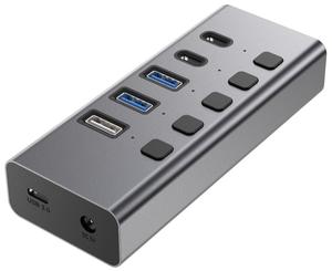 5 USB 3.0 hợp kim nhôm Hub dữ liệu nhanh chóng loại C cá nhân Thiết bị chuyển mạch và 12V 2A Power Adapter USB Splitter cho máy tính xách tay hoặc PC - Product Image 1