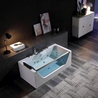 Luxueux Whirlpool Hydro Air Massage Baignoire Jet SPA pour Adulte avec Robinet De Douche LED Éclairage Salle De Bains Baignoire Verre Acrylique