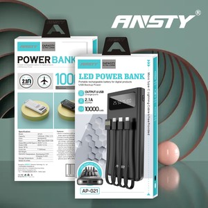 Ansty แบตเตอรี่สำรอง LED 10000 mAh 2.1พอร์ตชาร์จ USB 6พอร์ตสีขาว (AP-021) - Product Image 3