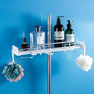 Nouvelle étagère de <span class=keywords><strong>douche</strong></span> autoportante <span class=keywords><strong>extensible</strong></span> et réglable en acier inoxydable pour baignoire, organisateur de salle de bain - Product Image 4