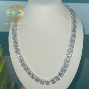 Fashion Rapper Jewelry 13mm Moissanite Diamond Tennis Necklace Silver 925 Solid Back Iced out Hip Hop Jewelry Necklace Chain