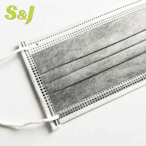 SJ Masker Wajah karbon aktif 4 lapis, masker wajah kain bukan tenun karbon aktif tahan debu lipat - Product Image 3