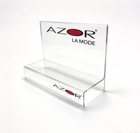 Support d'affichage de chaussures en acrylique avec impression de logo personnalisé, avec panneau arrière, support de comptoir en plexiglas pour chaussures