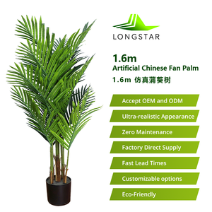 High-End Plastic UV Resistant <b>Artificial</b> Areca Palm Floor Planter Indoor Living Room Decorative - Product Image 4