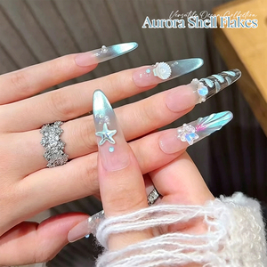 Kit de Nail Art Thème Océan : Flocons de Coquillage Irisés, Décorations Mixtes Coquillages et Conques pour <span class=keywords><strong>Manucure</strong></span> DIY, Fournitures Estivales pour Ongles de Plage - Product Image 2