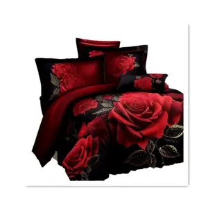 مجموعة مفارش سرير من القماش مطبوع ثلاثي الأبعاد بتصميم مخصص من الجهة المصنعة في الصين، مفرش سرير من النسيج وردي أحمر على الطراز البولندي