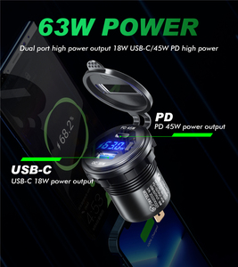 Adattatore per <span class=keywords><strong>Accendisigari</strong></span> QC3.0 in Lega di Alluminio con Voltmetro Digitale, Caricatore Auto USB-C PD45W a Ricarica Rapida per Laptop e Tablet - Product Image 2