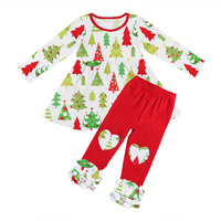 2019 Neueste Großhandel Mädchen Kinder Boutique Kleidung Weihnachts elemente Patter Print Kinder Outfits Baby Girl Outfits